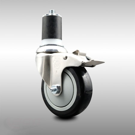 Service Caster 4 Inch 316SS Black Poly Swivel 1-3/4 Inch Expanding Stem Caster Lock Brake SCC SCC-SS316TTLEX20S414-PPUB-BLK-134
